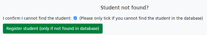 Student not found