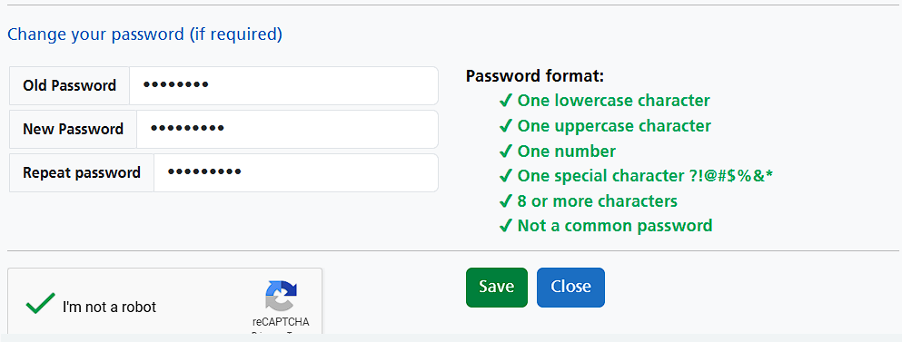 Changing your password.