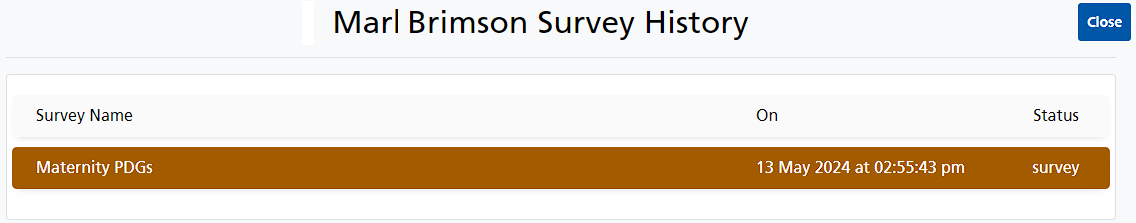 Survey History page