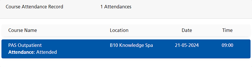 Course Attendance Record