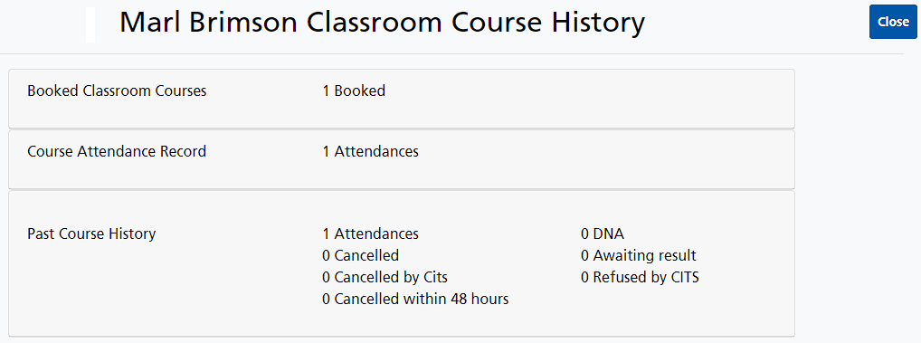 Classroom attendance history