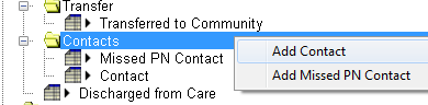 The Contact type pop up menu.