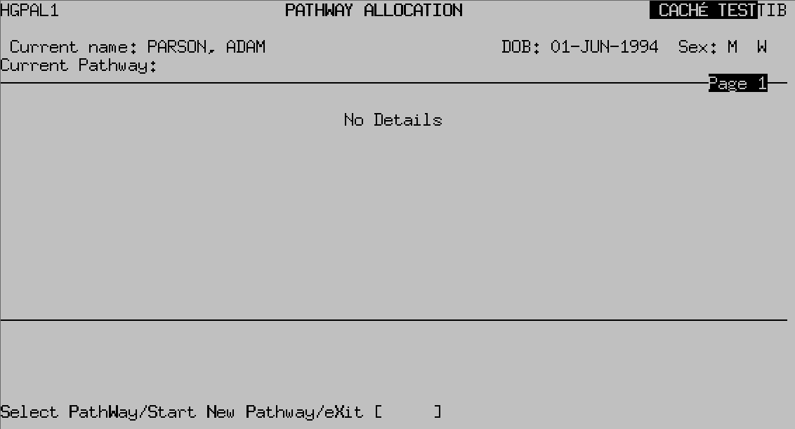 The Pathway Allocation screen.