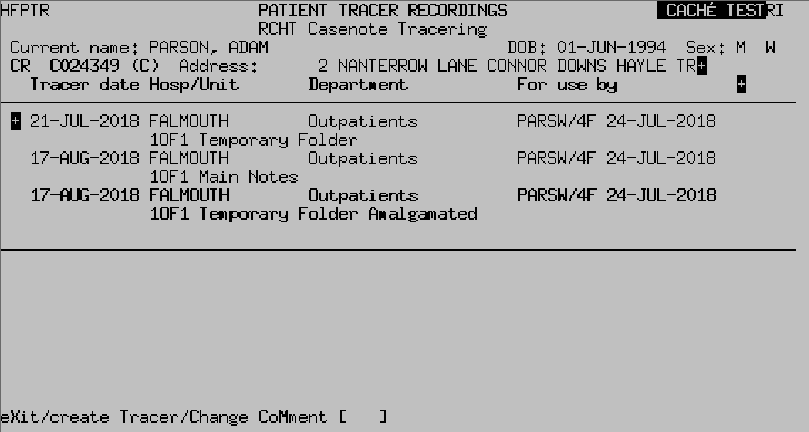 The Patient Tracer Recordings displaying examples of the tracer types.