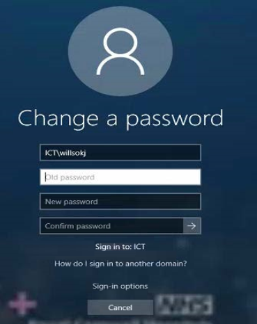 Change password screen.